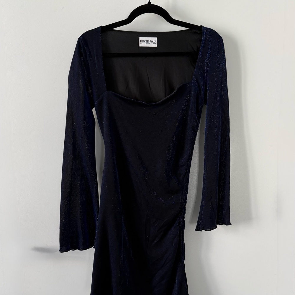 Princess Polly Sparkle Navy Long Sleeve Mini Dress
